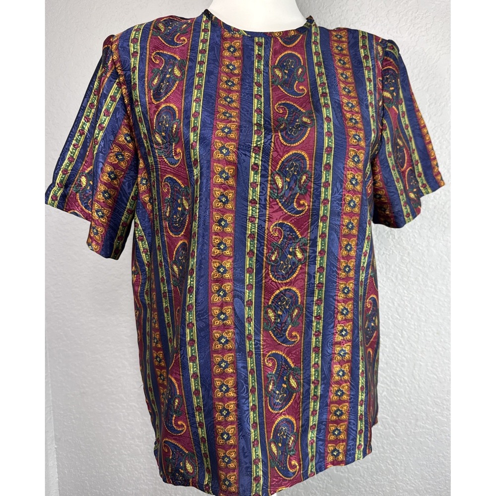 Vtg Impressions Of California Floral‎ Paisley Hippy Boho Blouse Top NWT Small